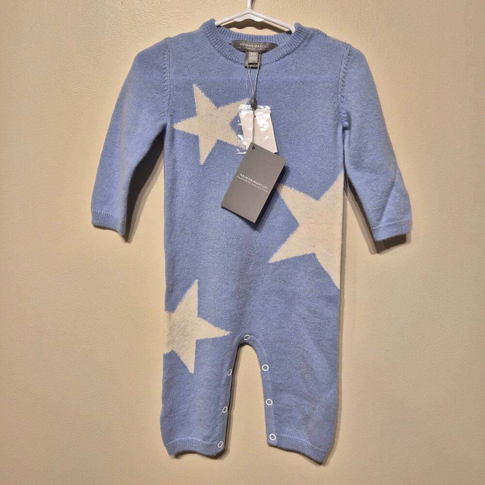 Neiman Marcus The Cashmere Collection 9 Month NWT Blue and White Star One Piece